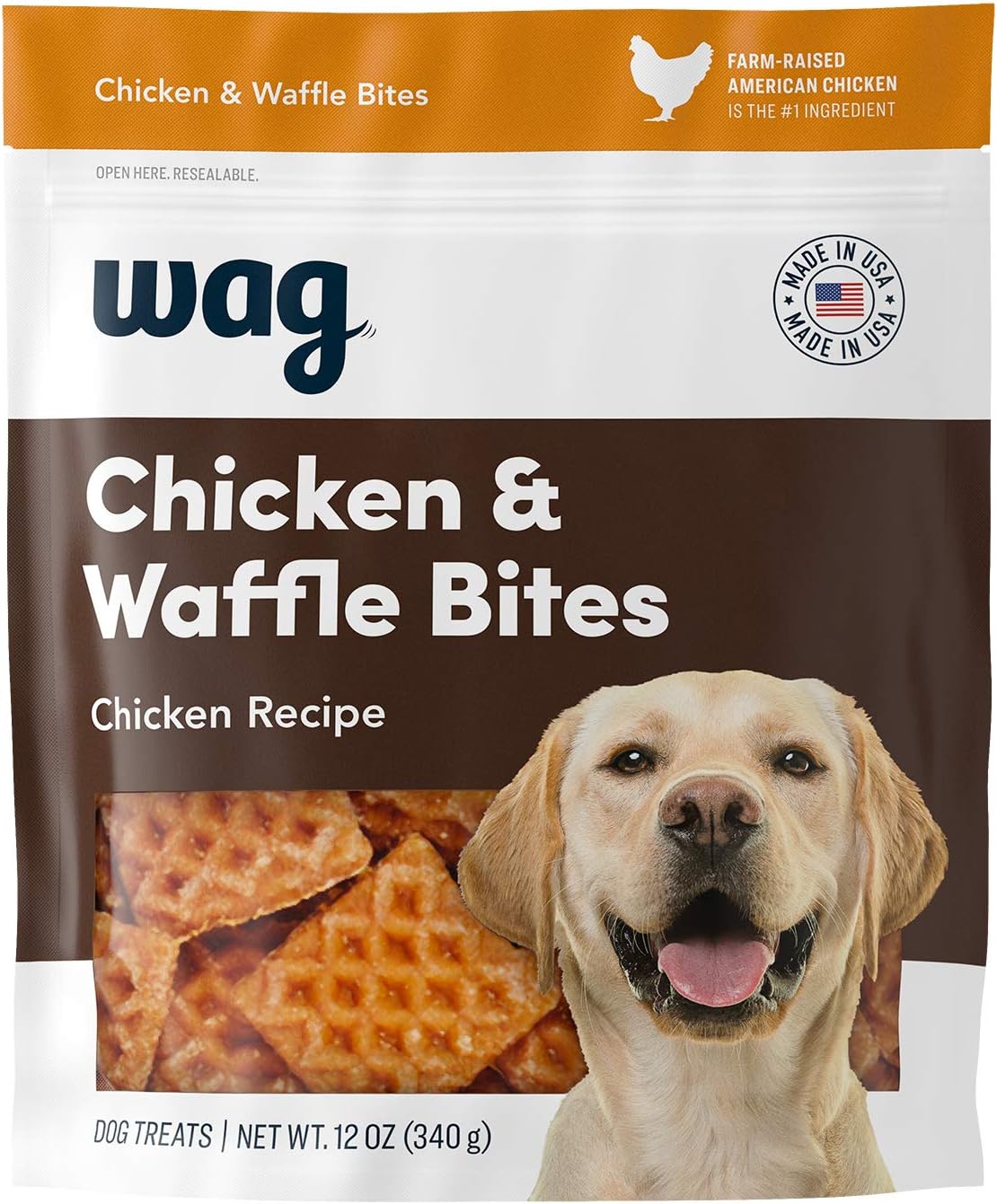 Amazon Brand - Wag Dog Treats Chicken and Waffle Bites 12oz