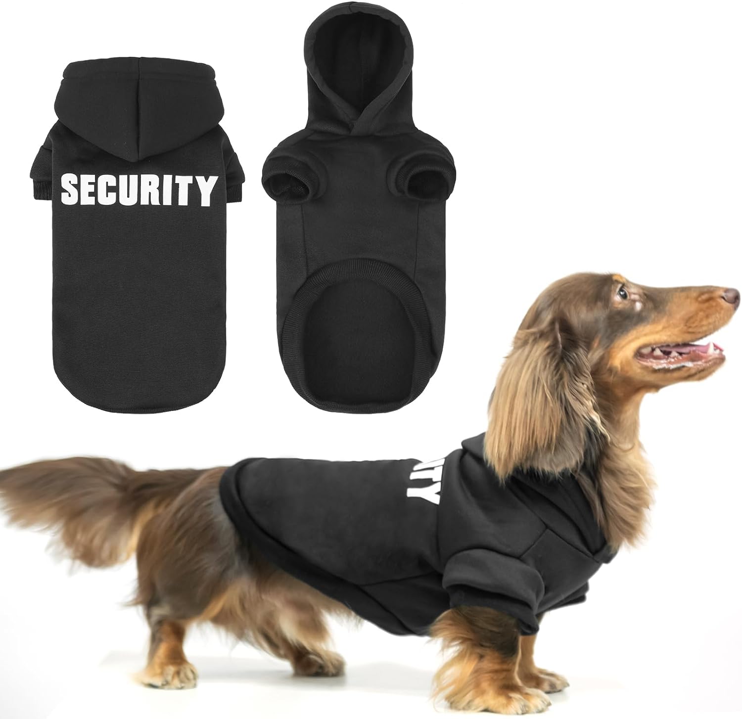 BINGPET Security Dog Hoodies Dachshund Sweater Cold Weather Dog Coats Soft Brushed Fleece Pet Clothes Hooded Sweatshirt for Dog Cat