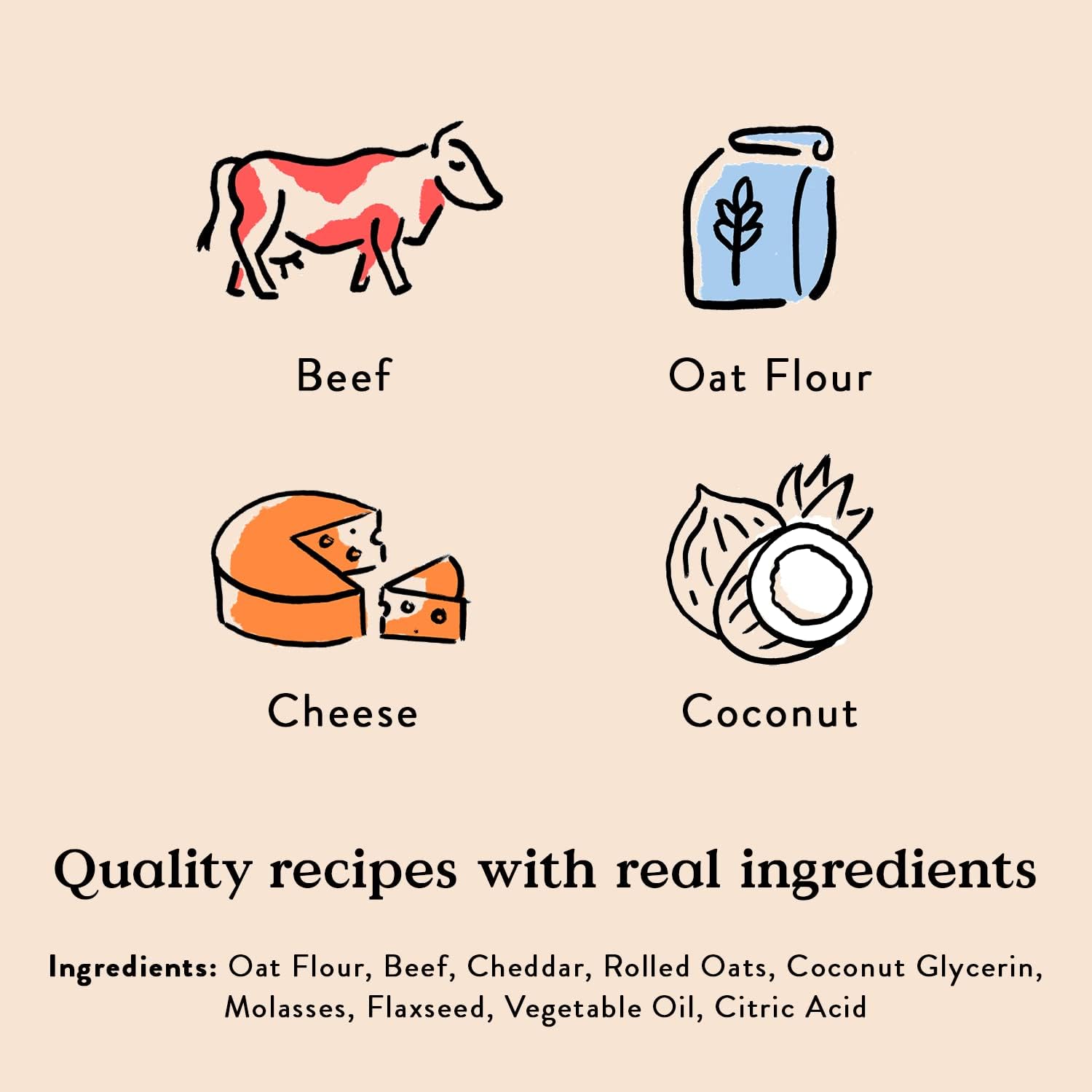 Bocces Bakery Oven Baked Say Moo Treats for Dogs, Wheat-Free Everyday Dog Treats, Made with Real Ingredients, Baked in The USA, All-Natural Soft  Chewy Cookies, Beef  Cheddar Recipe, 6 oz