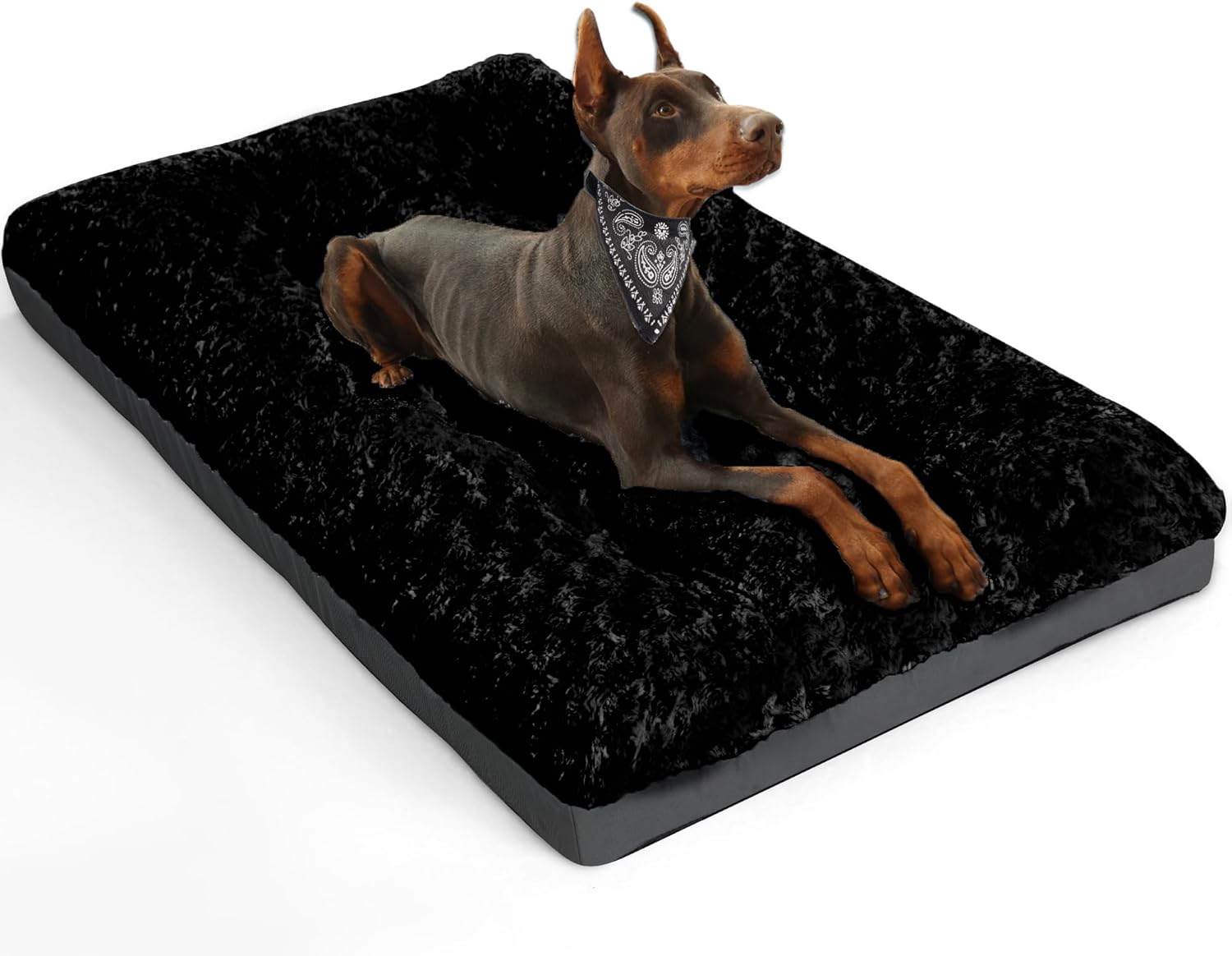 Deluxe Washable Dog Bed for Large Dogs Dog Crate Mat 36 Inch Comfy Fluffy Kennel Pad Anti-Slip for Dogs Up to 70 lbs, 36 x 23, Grey