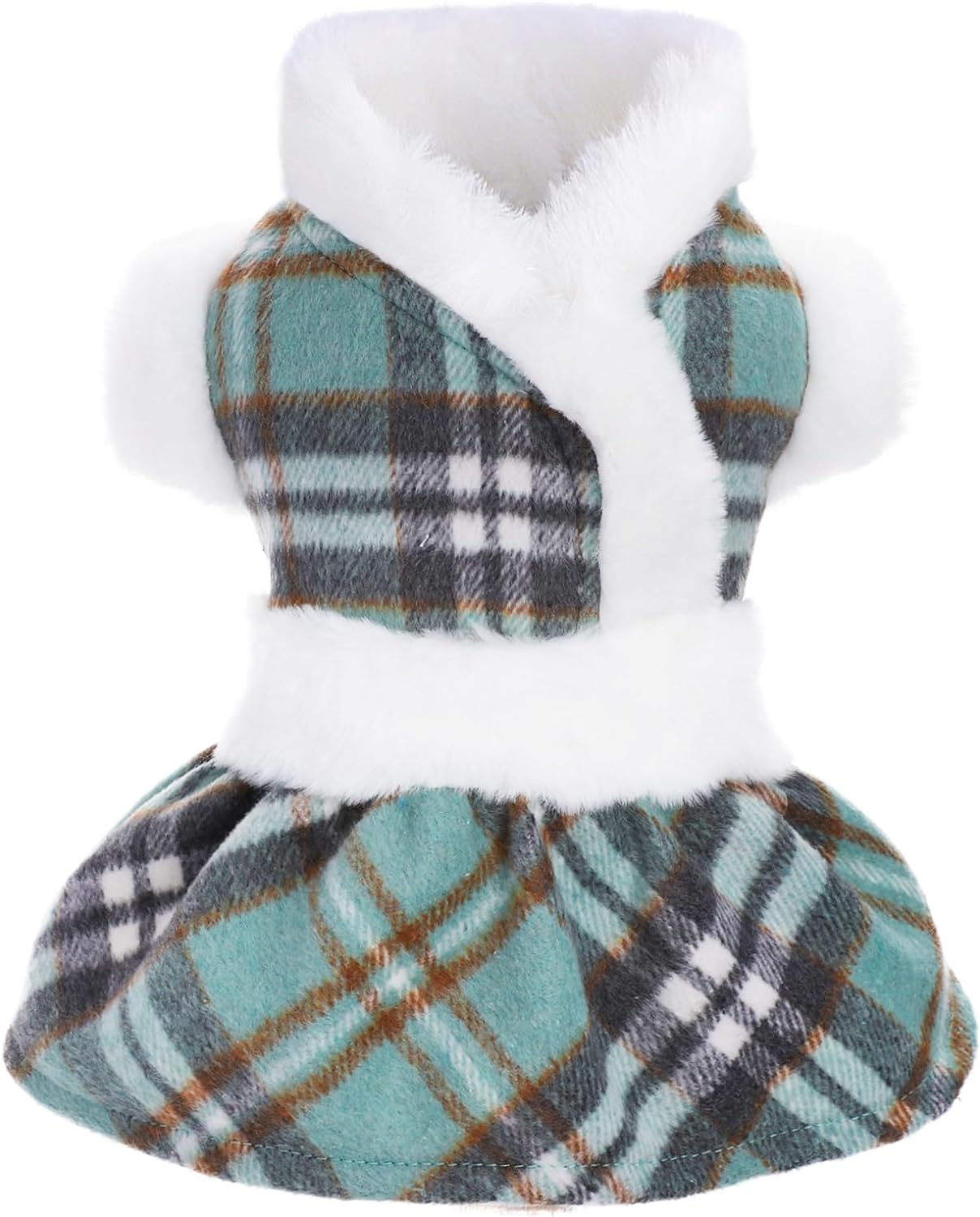 Girl Dog Sweater, Fleece Dog Dresses for Small Dogs Girl, Puppy Sweater Dog Winter Clothes, Pet Clothing Dog Sweater Dress Dog Outfit (Small, Greener)