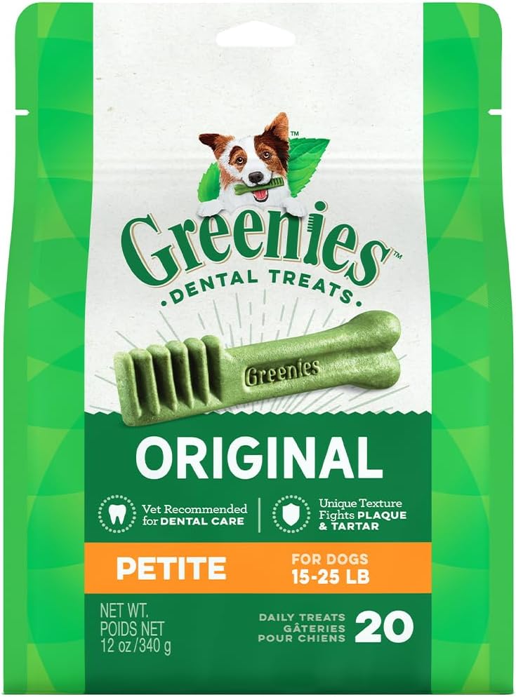 Greenies Original Petite Natural Dental Care Dog Treats, 12 oz. Pack (20 Treats)