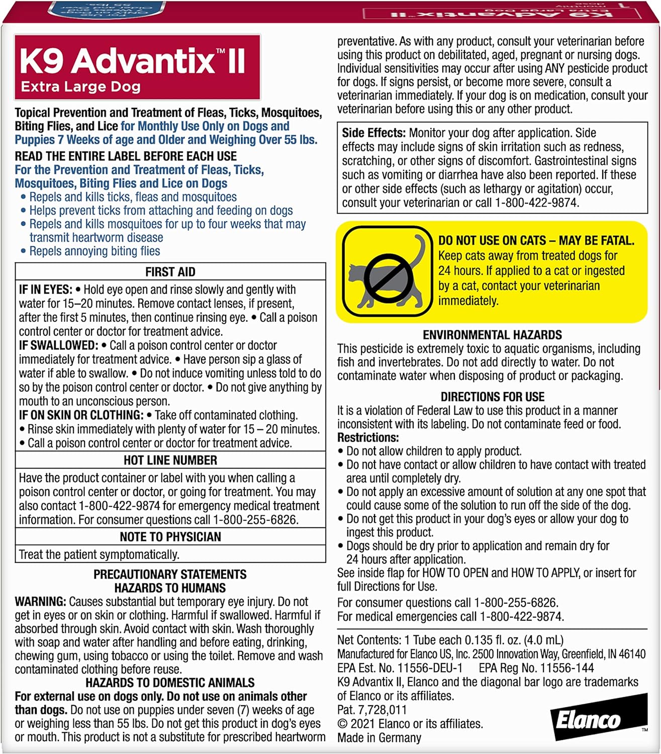 K9 Advantix II XL Dog Vet-Recommended Flea, Tick  Mosquito Treatment  Prevention | Dogs Over 55 lbs. | 1-Mo Supply