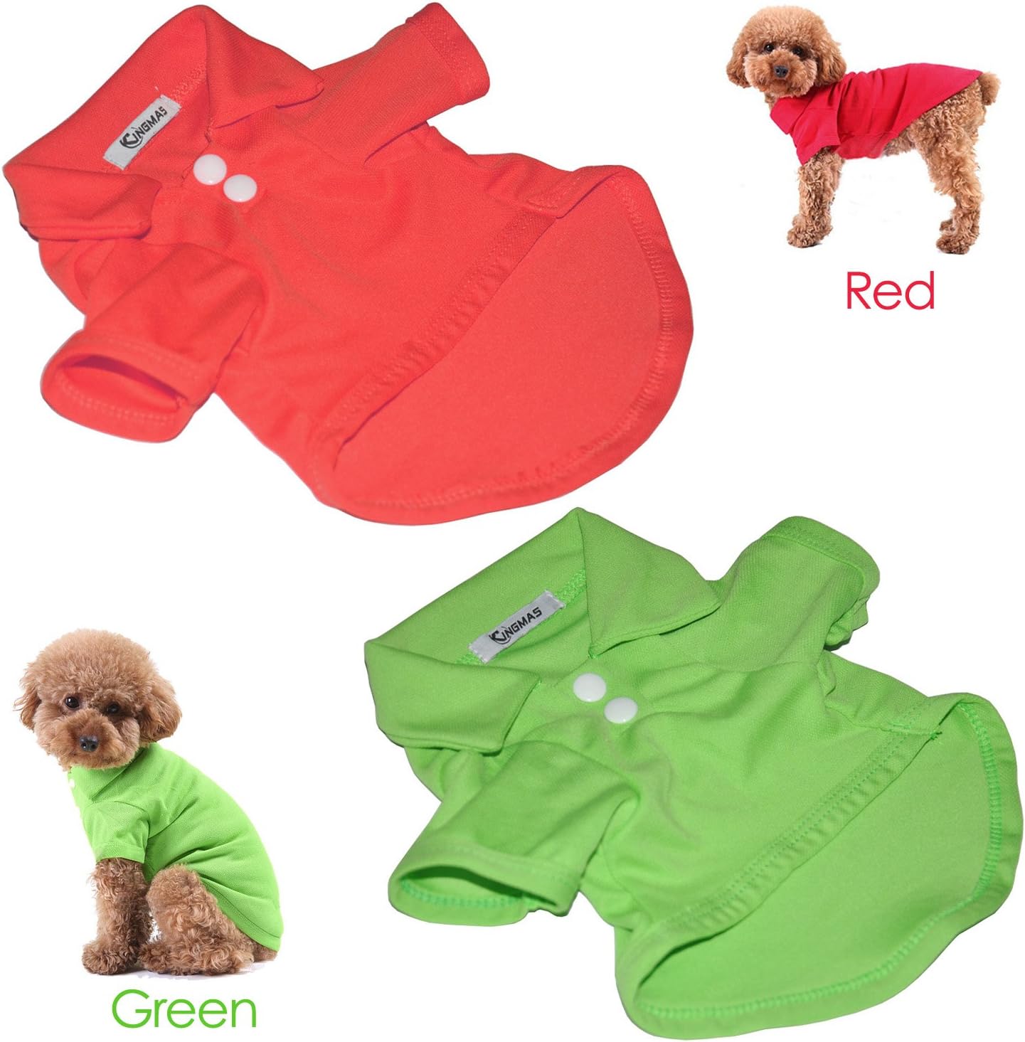 KINGMAS 4 Pieces Dog T-Shirt, Breathable Pet Shirts, Puppy Sweatshirt Dog Clothes Outfit Apparel Coats for Small Medium Dogs Cats (Blue, Green, Red, Orange) - Small