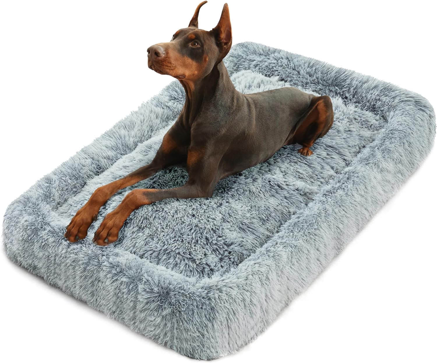KISYYO Dog Beds for Large Dogs Fixable Deluxe Cozy Dog Kennel Beds for Crates Washable Dog Bed, 36 x 23 x 3 Inches, Grey