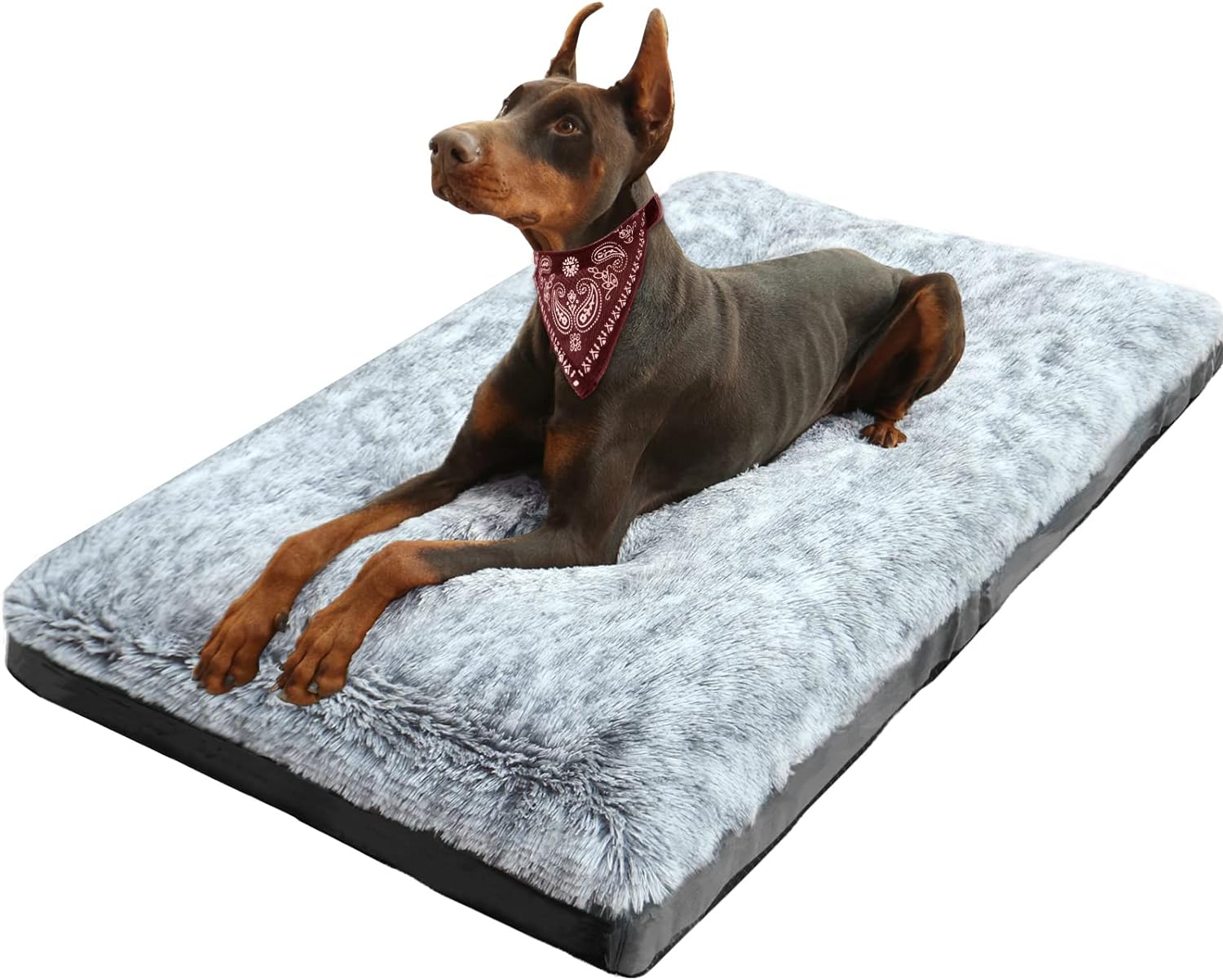 KISYYO Dog Beds for Large Dogs Fixable Deluxe Cozy Dog Kennel Beds for Crates Washable Dog Bed, 36 x 23 x 3 Inches, Grey