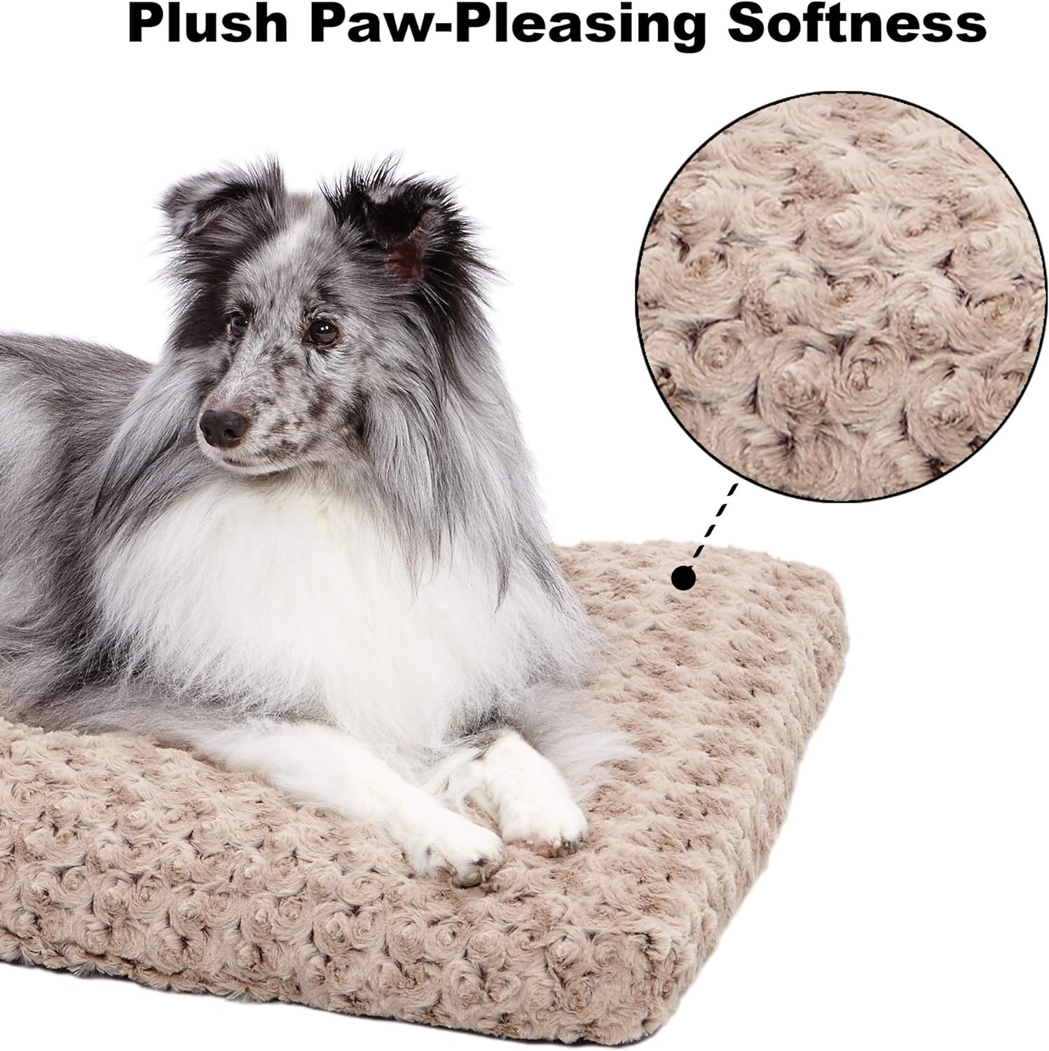 MidWest Homes for Pets Deluxe Dog Beds | Super Plush Dog  Cat Beds Ideal for Dog Crates | Machine Wash  Dryer Friendly, 1-Year Warranty, Mocha, 46.0 L x 28.0 W x 3.0 Th
