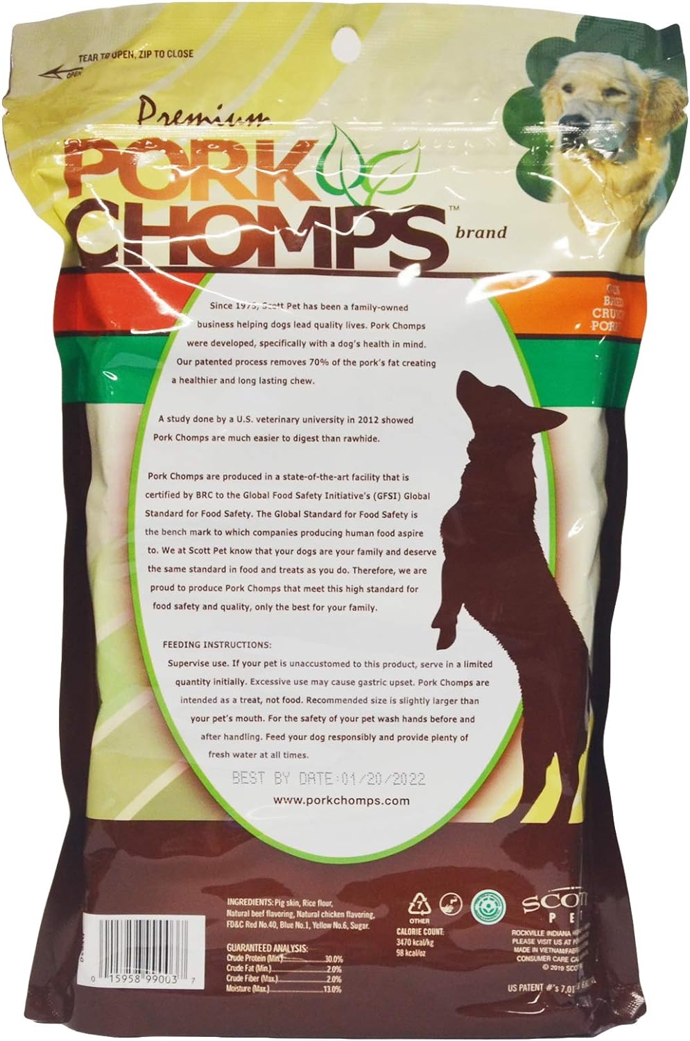 Pork Chomps Dog Chews, 5-inch Munchy Sticks, Assorted Flavors, 50 Count (Pack of 1)