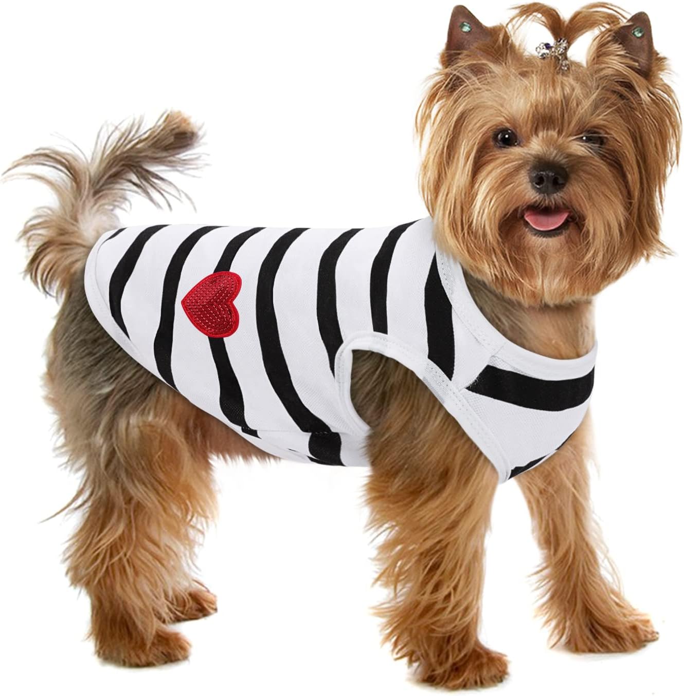 Preferhouse Pet Dog Striped T-Shirt Dogs Cats Cotton Vest Spring Summer Pet Apparel Tee Shirt Suitable for Small and Medium Large Pets French Bulldog Bichon