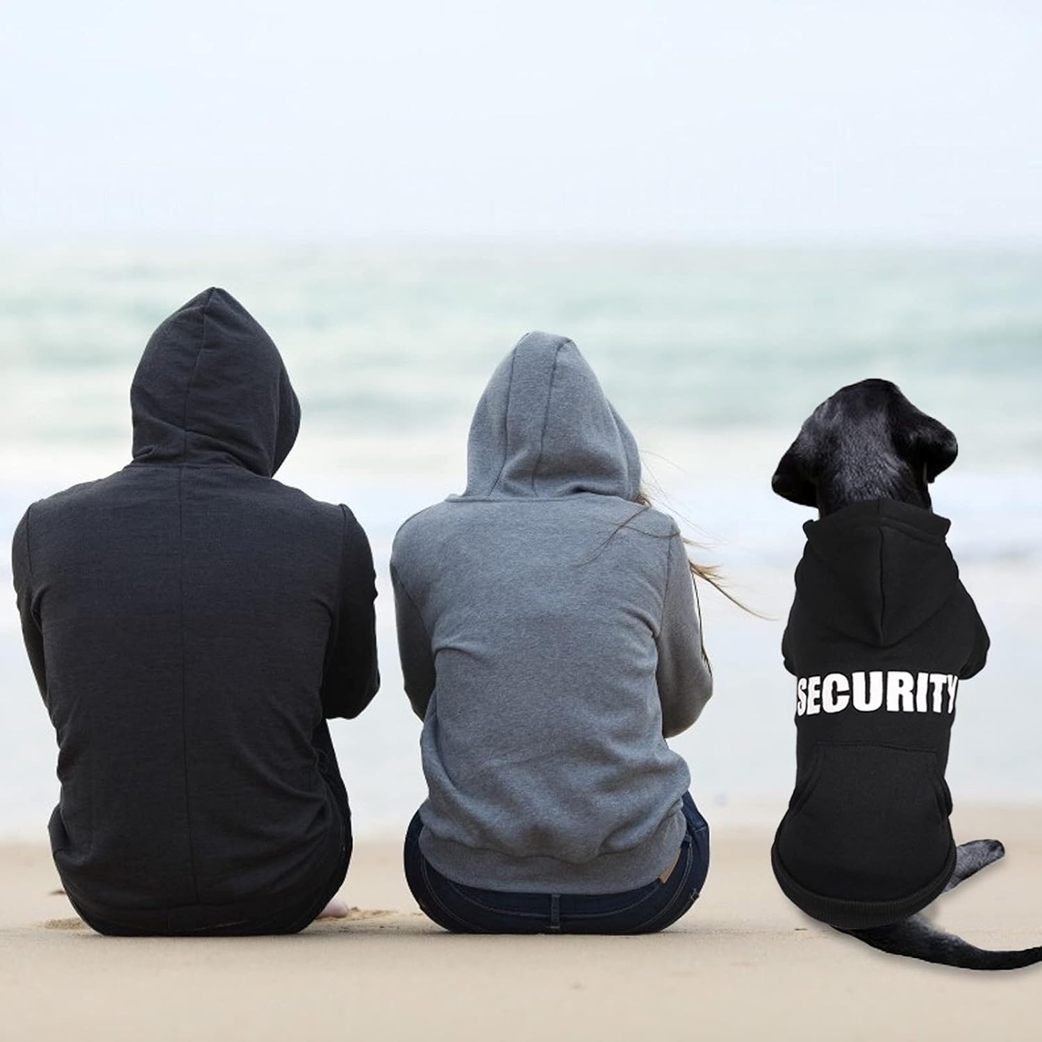 Uteuvili Dog Hoodie Security Dog Sweater Soft Brushed Fleece Dog Clothes Dog Hoodie Sweatshirt with Pocket Dog Sweaters for Medium Dogs(M), Black