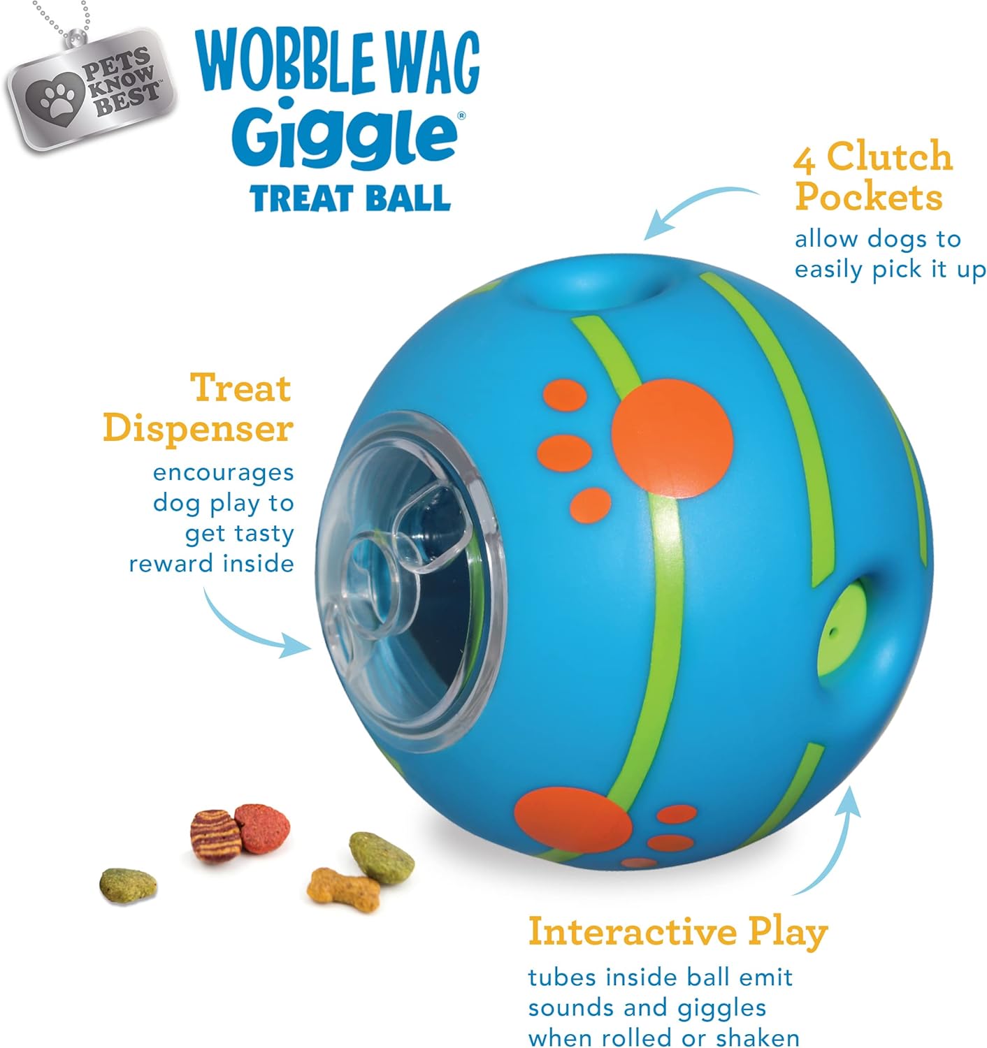 Wobble Wag Giggle Ball, Interactive Dog Toy, Fun Giggle Sounds When Rolled or Shaken, Pets Know Best, As Seen On TV Medium