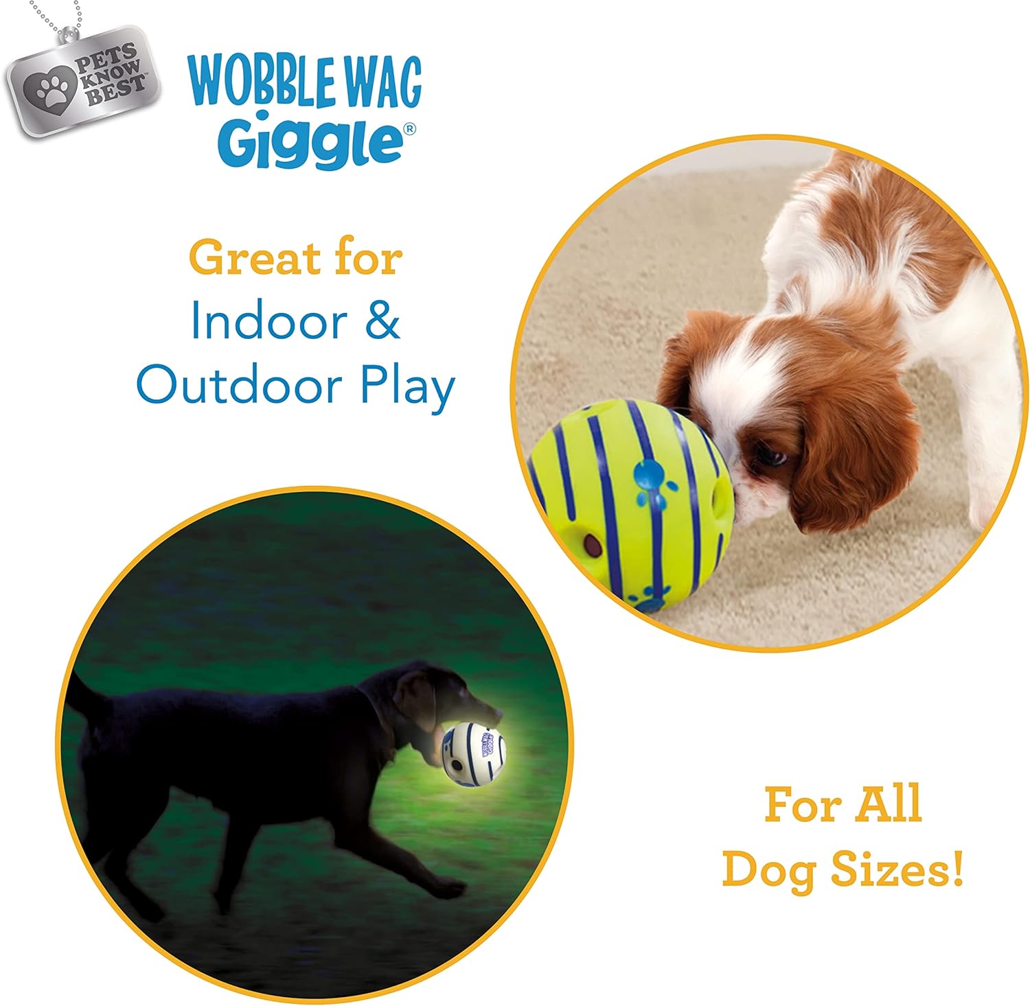 Wobble Wag Giggle Ball, Interactive Dog Toy, Fun Giggle Sounds When Rolled or Shaken, Pets Know Best, As Seen On TV Medium