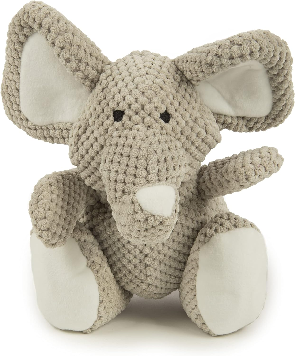 goDog Checkers Elephant Squeaky Plush Dog Toy, Chew Guard Technology - Gray, Large