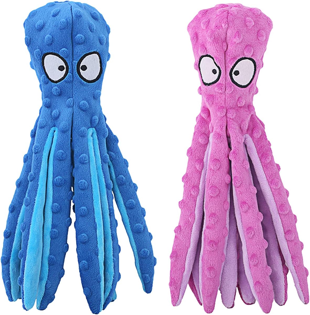 HGB Squeaky Dog Toys, Octopus No Stuffing Crinkle Plush Dog Toys to Keep Them Busy, Durable Interactive Dog Chew Toys for Puppy Teething, Large Dog Toys for Large Medium Small Breeds, Pet Toys, 2 Pack