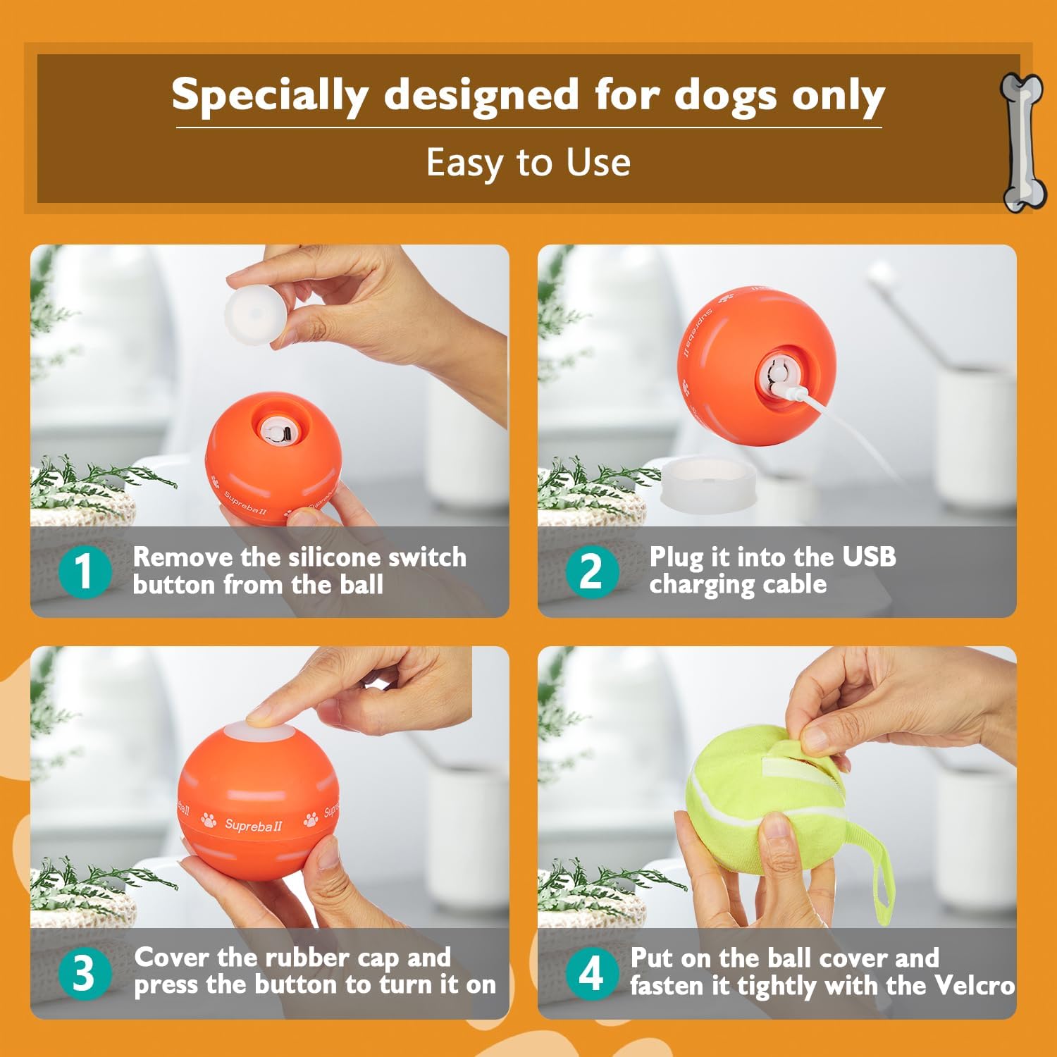 Interactive Dog Toys Dog Ball,[Newly Upgraded] Durable Motion Activated Automatic Rolling Ball Toys for Puppy/Small/Medium/Large Dogs,USB Rechargeable