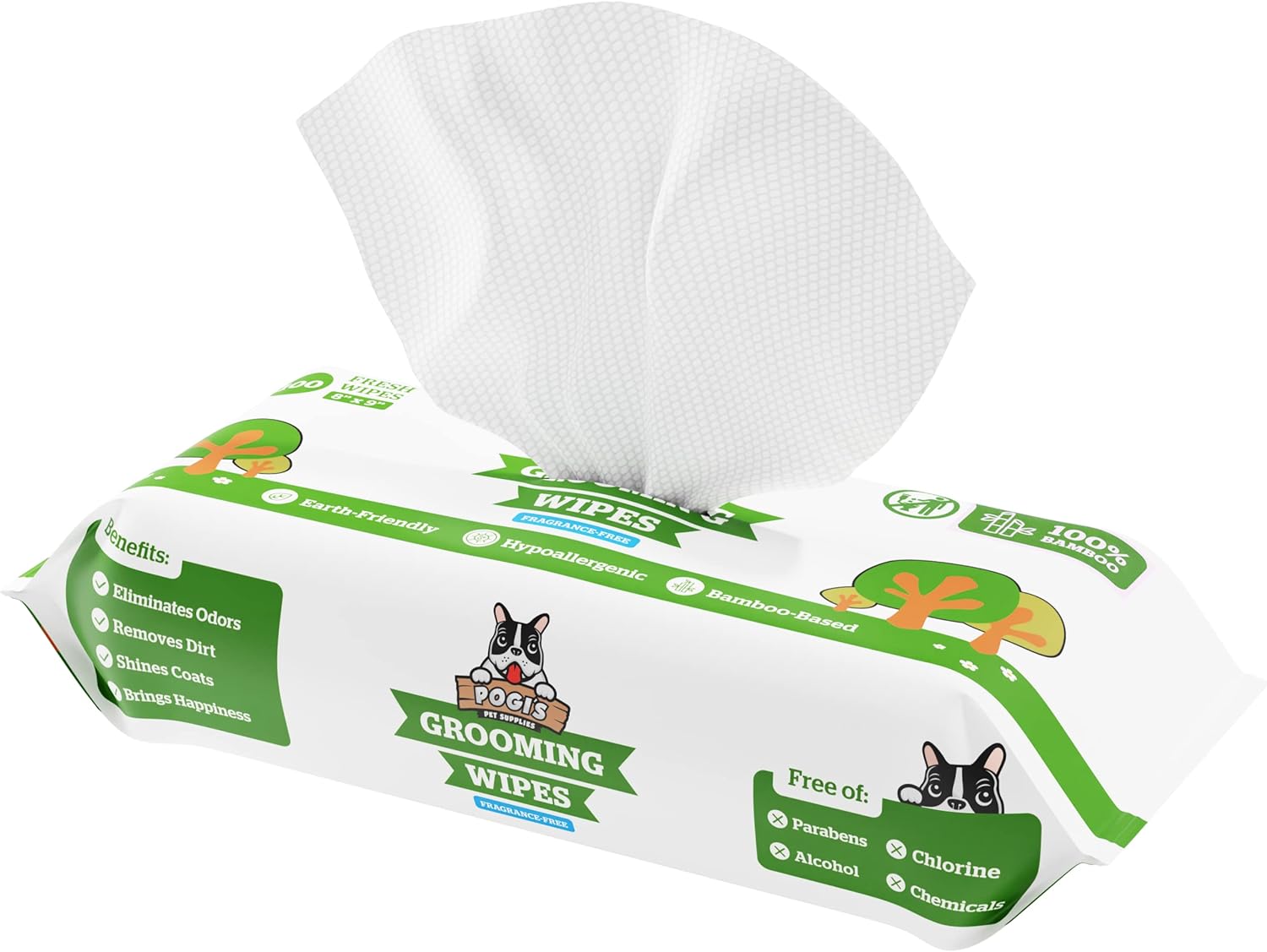 Pogis Dog Grooming Wipes - 100 Dog Wipes for Cleaning and Deodorizing - Plant-Based, Hypoallergenic Pet Wipes for Dogs, Puppy Wipes - Quick Bath Dog Wipes for Paws, Butt,  Body - Fragrance Free