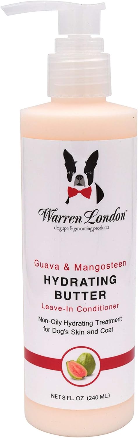 Warren London Hydrating Butter Leave In Pet Conditioner for Dogs | Lotion Skin and Coat Aloe Puppy  Dog Hair Detangler, Dry Skin, Fur Dandruff Use After Shampoo Bathing Made in USA Guava 8oz