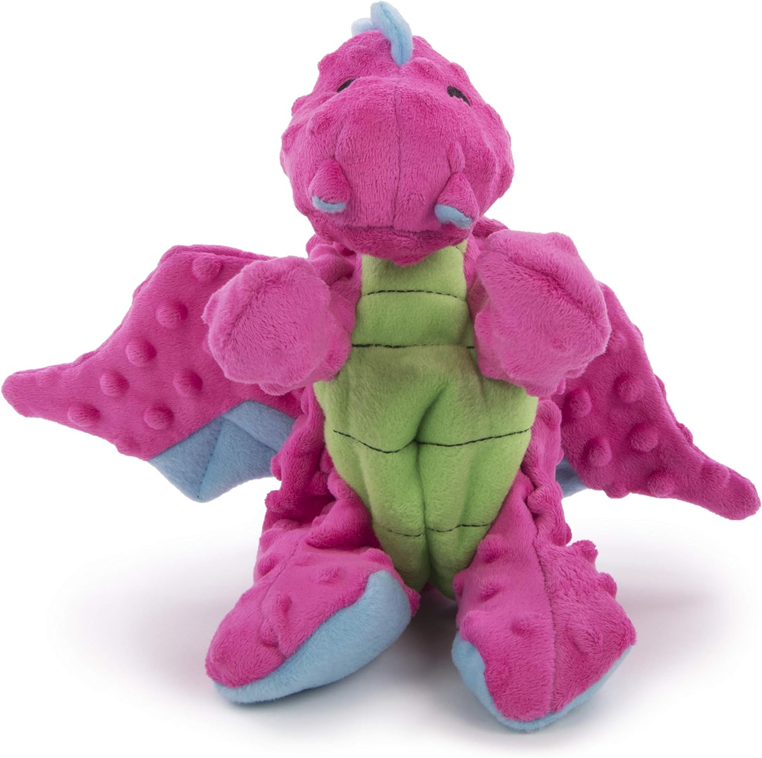 goDog Bubble Plush Dragons Squeaky Dog Toy, Chew Guard Technology - Pink, Large