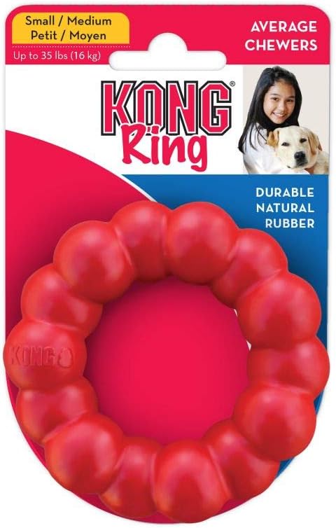 KONG Ring - Tough Dog Toy - Rubber Dog Ring Chew Toy - Dog Dental Toy to Support Healthy Teeth  Gums - Supports Healthy Chewing Behavior - Medium/Large Dogs