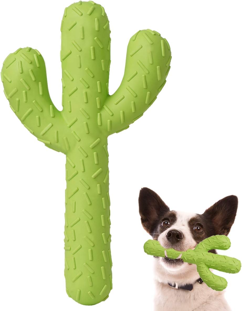 MewaJump Dog Chew Toys, Durable Rubber Dog Toys for Aggressive Chewers, Cactus Tough Toys for Training and Cleaning Teeth, Interactive Dog Toys for Medium/Large Dog