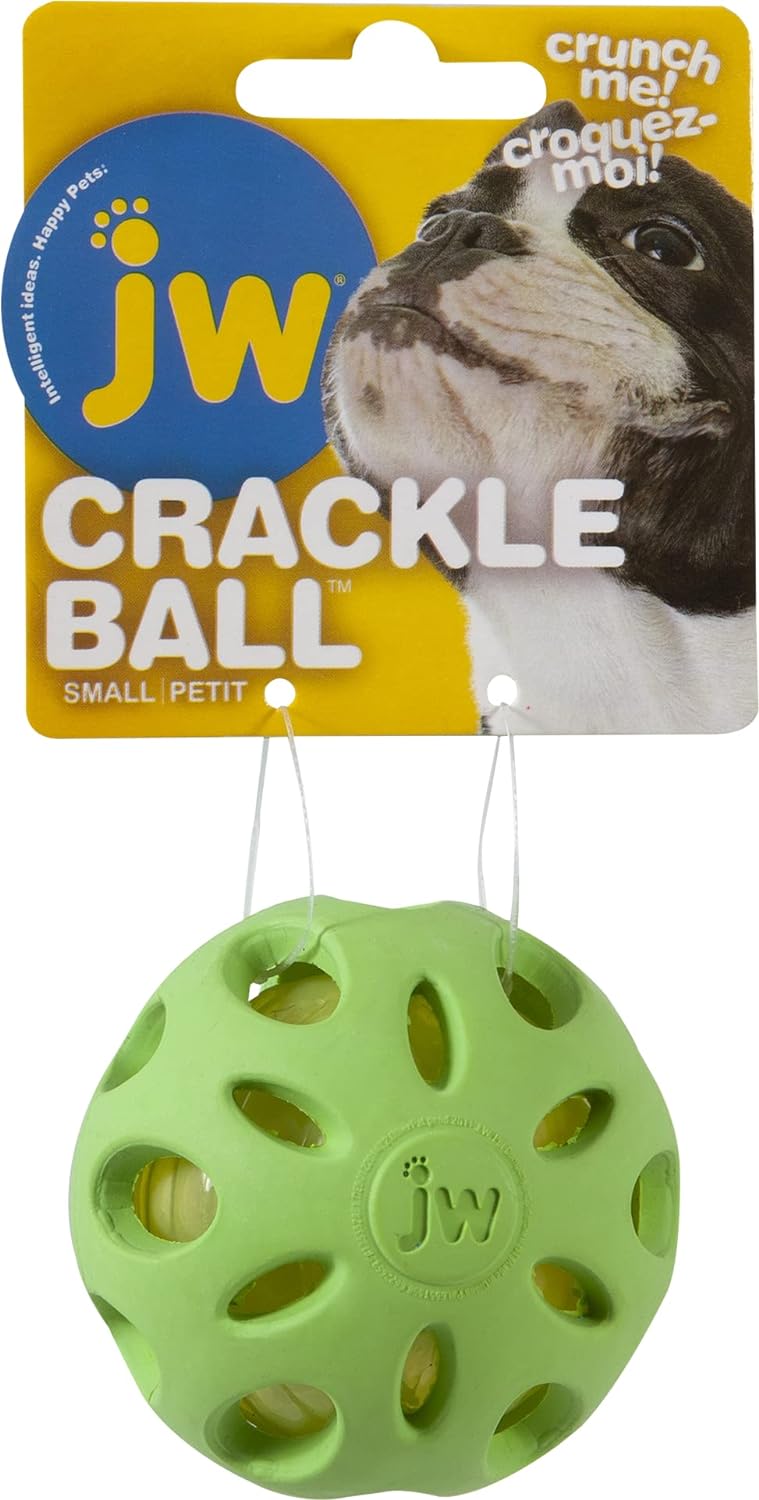 Petmate Crackle Heads Crackle Ball Crunchy Noise Chew Fetch Toy for Dogs Assorted Colors, Medium 3 Diameter