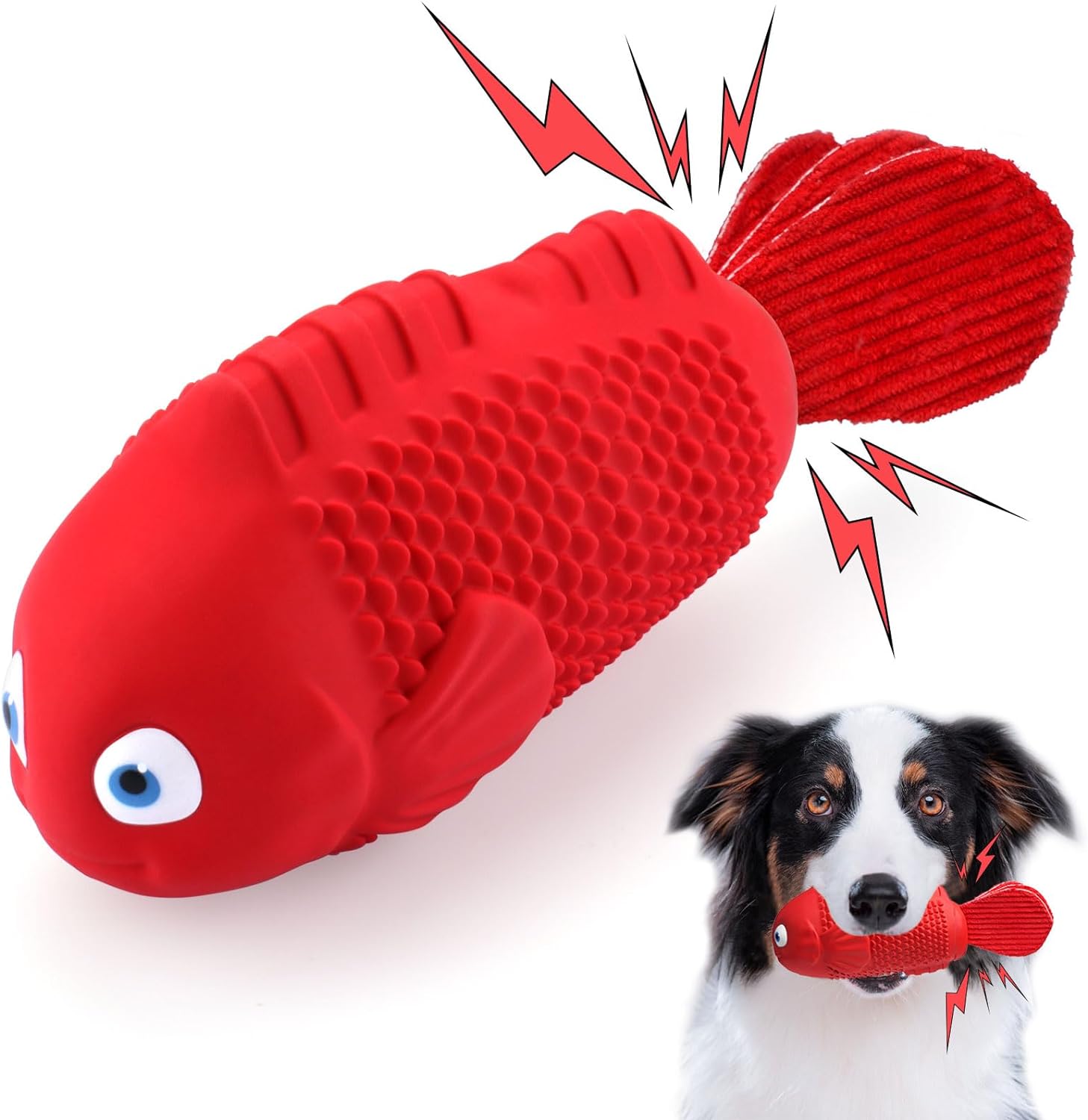 Tough Squeaky Dog Toys for Aggressive Chewers Large Breed, Dog Chew Toys, Super Chewer Dog Toys, Rubber Dog Toys for Large Dogs, Durable Dog Toys for Medium Dogs, Upgraded Indestructible Dog Toys