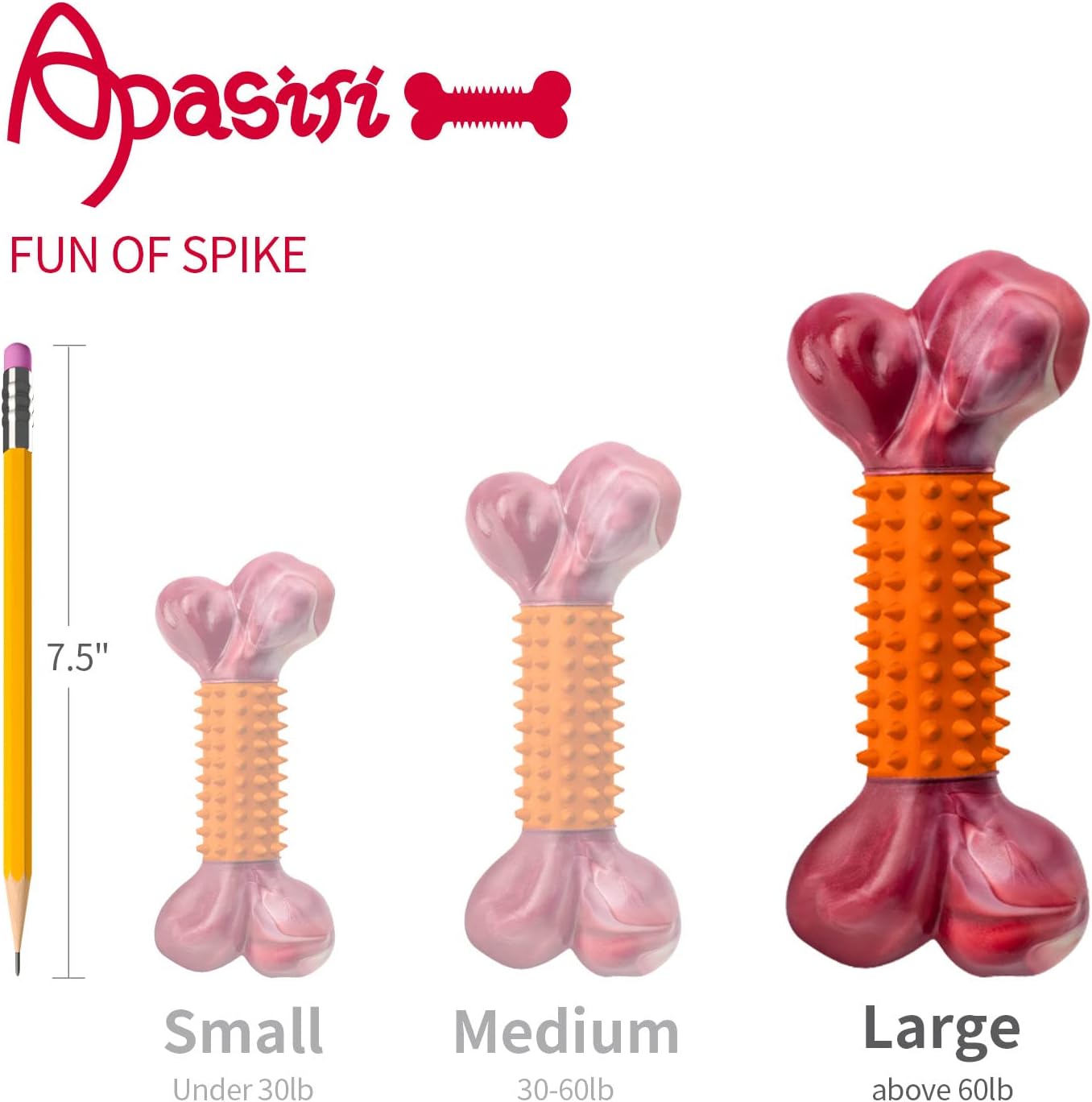 Apasiri Tough Dog Toys for Aggressive Chewers Large Breed, Chew Toys, Durable Bones Made with Nylon and Rubber, Big Indestructible Toy, Medium Puppy Teething chew