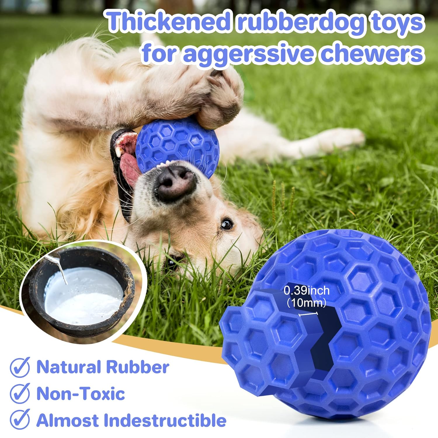 Indestructible Squeaky Dog Balls, Interactive Dog Toys for Aggressive Chewers Large Breed for Relieving Anxiety, Dog Chew Toys Balls for Aggressive Chewers, Outdoor Dog Toys Dog Water Toys