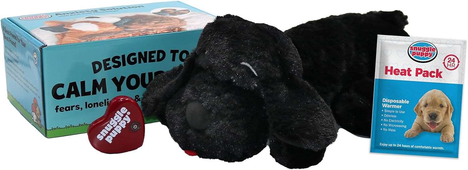 Original Snuggle Puppy Heartbeat Stuffed Toy for Dogs. Pet Anxiety Relief and Calming Aid, Comfort Toy for Behavioral Training in Biscuit