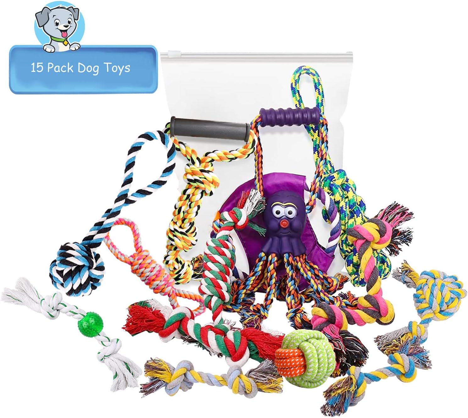 UPSKY Dog Rope Toys Dog Grinding Teeth 2 Nearly Indestructible Dog Toys, Rope Toy for Large Dogs, Dental Cleaning Chew Toys, Dog Tug Toy for Boredom, Dog Rope Toy for Aggressive Chewers (2 Packs)