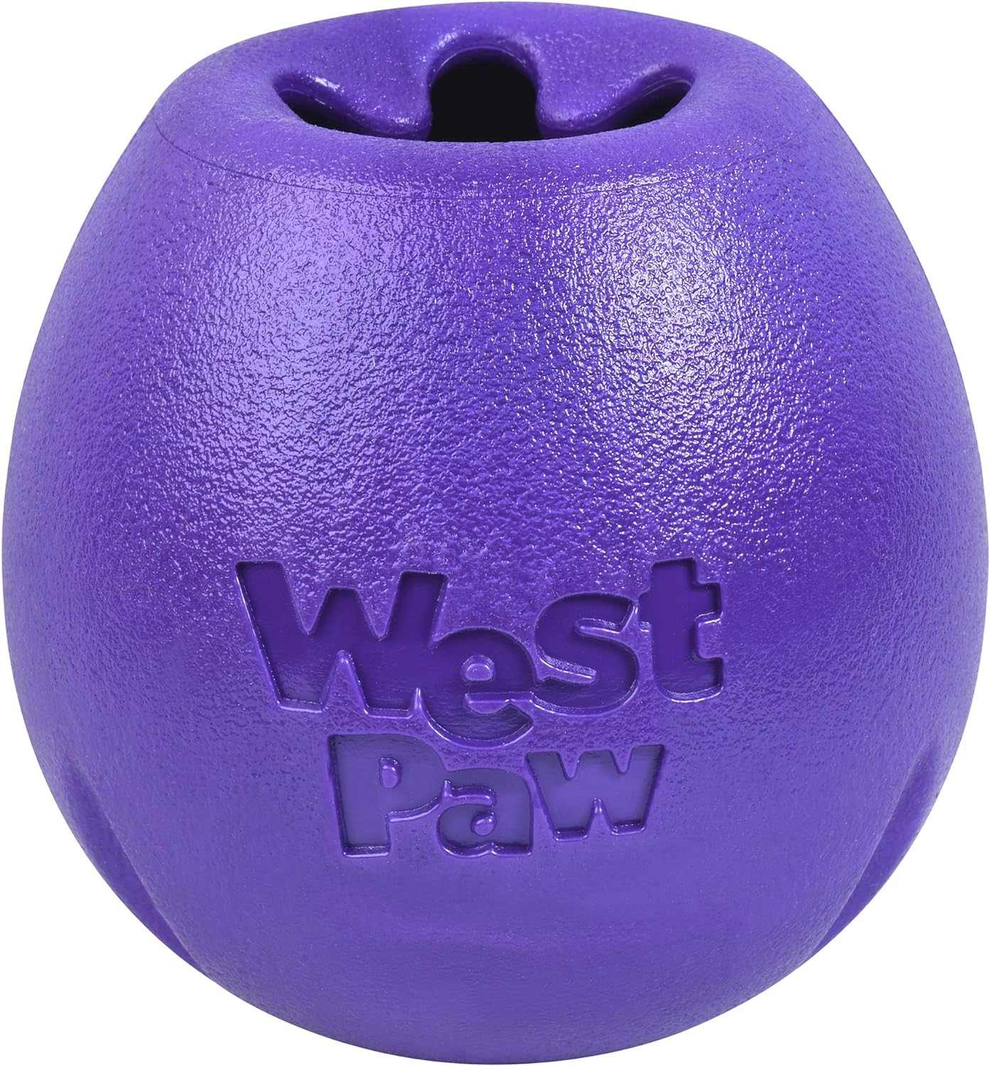 West Paw Zogoflex Rumbl Treat-Dispensing Dog Toy – Interactive Slow-Feeder Chew – Enrichment Toy Moderate Chewers, Fetch, Catch – Holds Kibble, (Eggplant, Large)