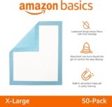 100-Pack Amazon Basics Dog Pee Pads: Quick-Dry, Leak-Proof Potty Training, 22×22″, Blue/White